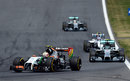 Sergio Perez leads the pack before his first pit stop