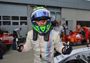 Felipe Massa celebrates pole position in parc ferme