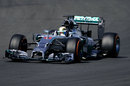 Lewis Hamilton enters a corner