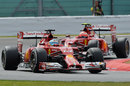 Fernando Alonso and Kimi Raikkonen out on track during FP2