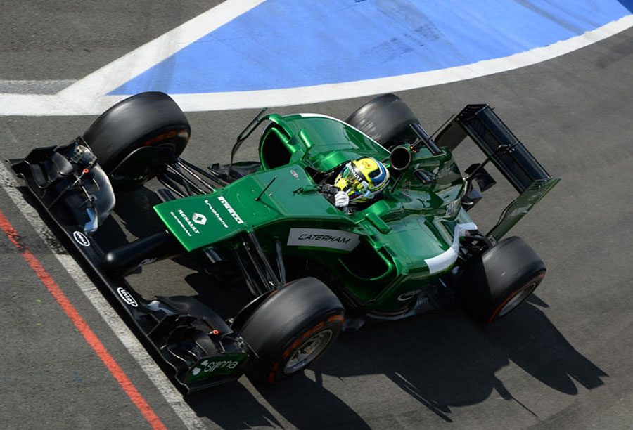 Julian Leal prepares to join the track for Caterham