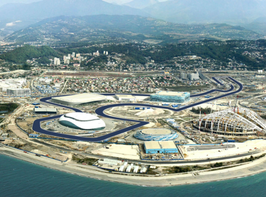 An overhead view of the Sochi circuit