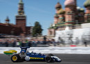 The 1973 Surtees of Carlos Pace drives through the streets of Moscow on a demonstration run