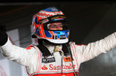 Jenson Button celebrates victory in Australia