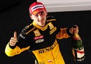 Robert Kubica celebrates his second position at the Australian Grand Prix