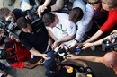 Sebastian Vettel surrounded by the media in Malaysia on Thursday