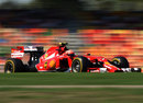 Kimi Raikkonen at speed in the Ferrari
