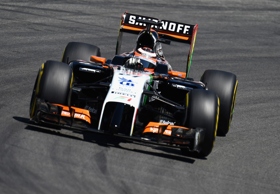 Nico Hulkenberg steers his Force India towards a corner