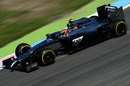 Kevin Magnussen during a run on the soft tyre for McLaren