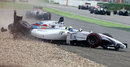 Felipe Massa's Williams crashes out at Turn 1