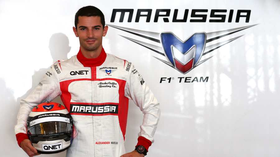 Alexander Rossi poses for a photo after being announced as Marussia reserve driver