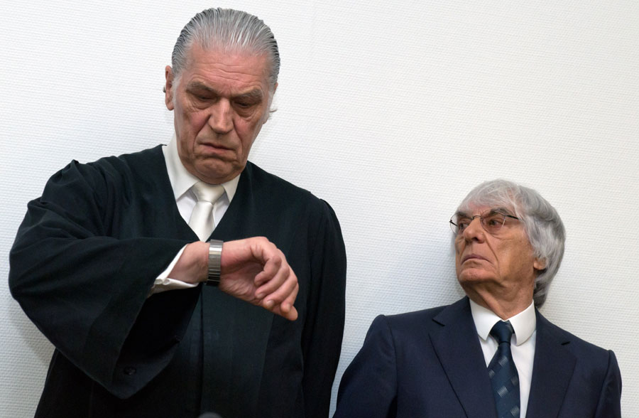 Bernie Ecclestone and his lawyer Sven Thomas in court