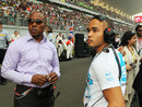 Anthony and Nicolas Hamilton, father and brother of Lewis, before the race