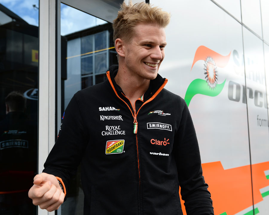 Nico Hulkenberg is all smiles in the Spa paddock on Thursday