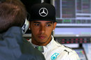 Lewis Hamilton in the Mercedes garage
