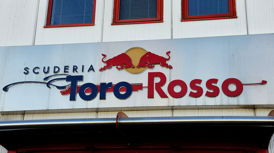 The sign at the Toro Rosso factory