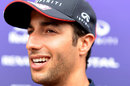 Daniel Ricciardo speaks to the media in the Monza paddock