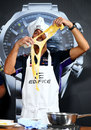 Daniel Ricciardo puts his pizza-making skills to the test at a promo event at Monza
