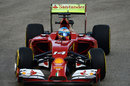 Fernando Alonso enters a corner on Friday 