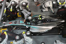 Nico Rosberg and Mercedes during the pit stop which saw him retire