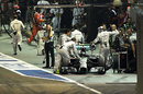 Nico Rosberg retires in the pit lane