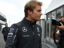 Nico Rosberg arrives in the Suzuka paddock