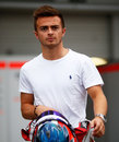 New Marussia reserve driver Will Stevens in the paddock