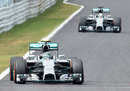 Lewis Hamilton follows Nico Rosberg on Friday practice