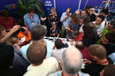 Sebastian Vettel talks to the media about his decision to leave Red Bull