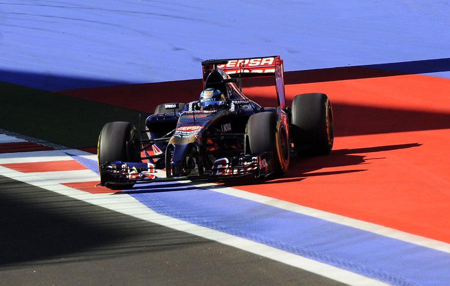 Jean-Eric Vergne recovers to the track after running wide at the penultimate corner