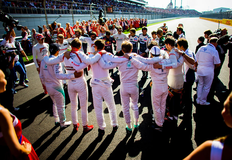 Formula One's drivers show their support for Jules Bianchi ahead of the Russian Grand Prix