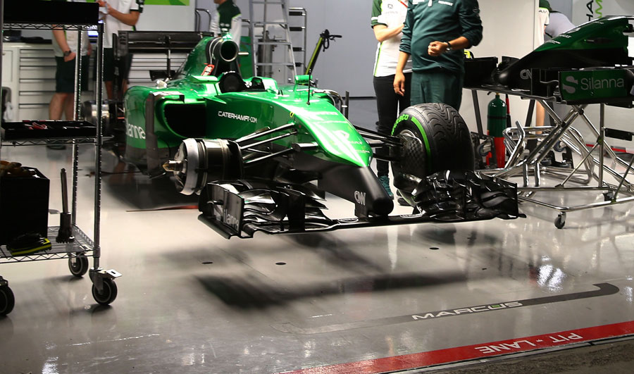 Marcus Ericsson's Caterham in the garage