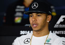 Lewis Hamilton talks to the media at the Thursday press conference