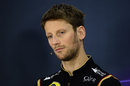 Romain Grosjean looks on in the Thursday press conference