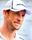 Jenson Button speaks to the media at the Austin paddock