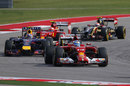 Fernando Alonso leads Daniel Ricciardo in the opening stages