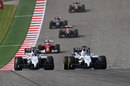 Valtteri Bottas and Felipe Massa vie for position at the restart