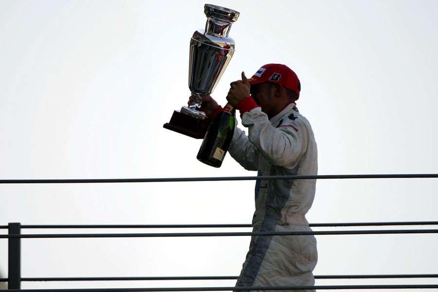 Lewis Hamilton celebrates his GP2 championship