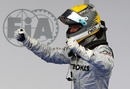 Nico Rosberg celebrates finishing third