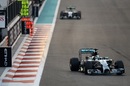 Lewis Hamilton leads Nico Rosberg at the Abu Dhabi Grand Prix