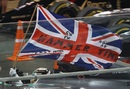 Hamilton carries the Union Jack flag after becoming world champion