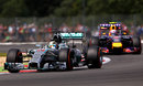 Lewis Hamilton leads Daniel Ricciardo on track
