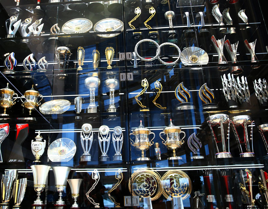 Red Bull's trophy cabinet at the team's Milton Keynes factory