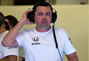 Eric Boullier in the garage during the McLaren-Honda's first official test