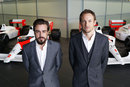 New McLaren signing Fernando Alonso with team-mate Jenson Button