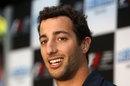 Daniel Ricciardo speaks to the media at a promotional event for the 2015 Australian Grand Prix