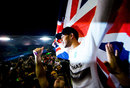 Lewis Hamilton celebrates becoming a two-time world champion