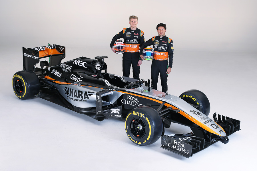 Nico Hulkenberg and Sergio Perez show off Force India's new livery