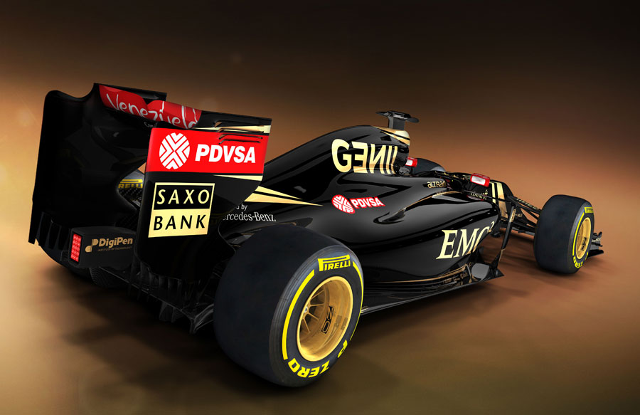 A rear view of the Lotus E23 Hybrid