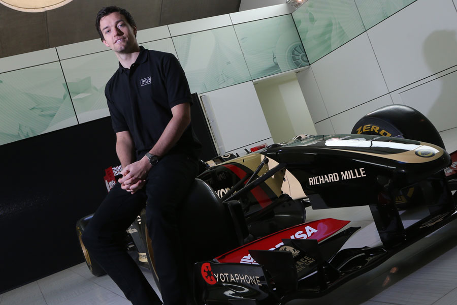 Jolyon Palmer poses for a photo after being named Lotus reserve driver